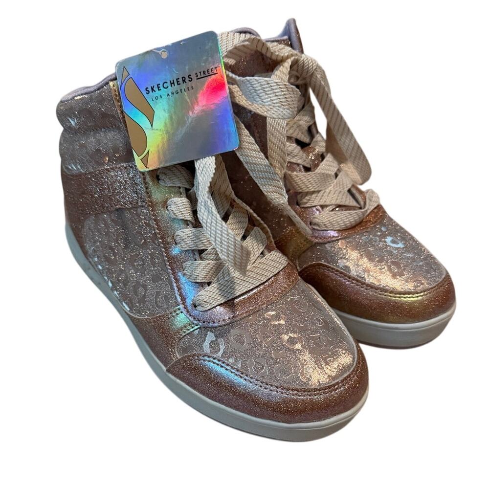 Skechers Street Kid Uno Standouts 2.0 Leopard Shine High Top Sneakers Size 3 NWT